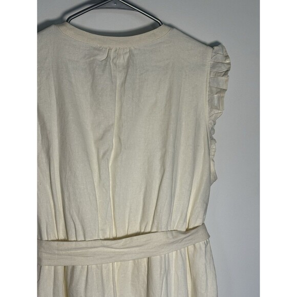 New Adyson Parker Linen Blend Midi Dress Belted XL Lined Cottagecore Beach - Picture 4 of 14